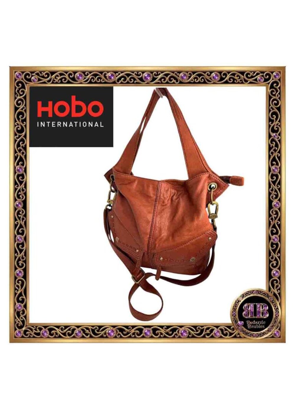 Hobo International Vintage Large Brown Leather Crossbody Bag Great Patina
